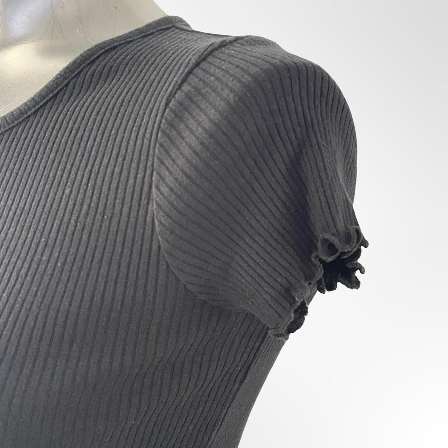Art Class Black Ribbed Short Sleeve Henley Top