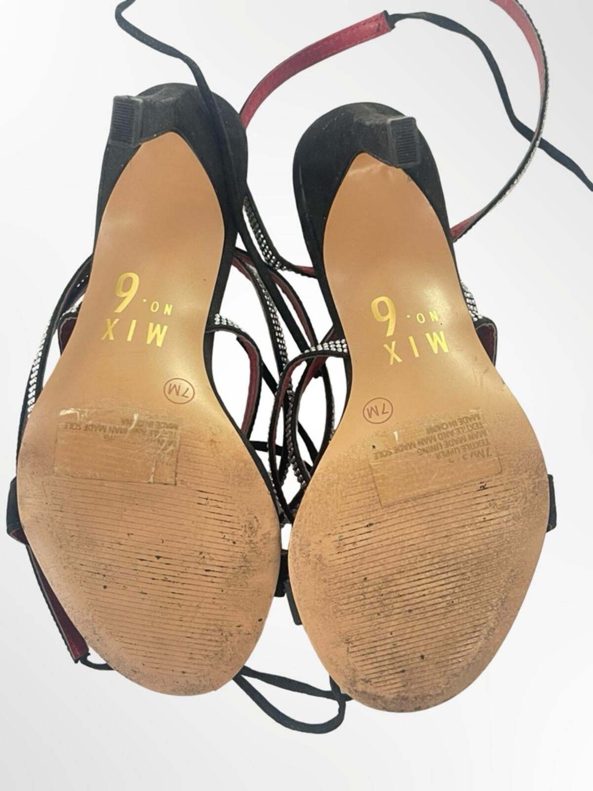 Mix No. 6 Strappy Heel Sandals with Rhinestone Detail size 7