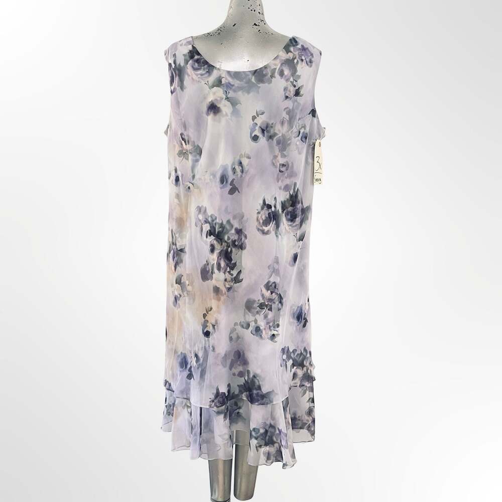 R&M Richards Sleeveless Floral Chiffon Layered Midi Dress