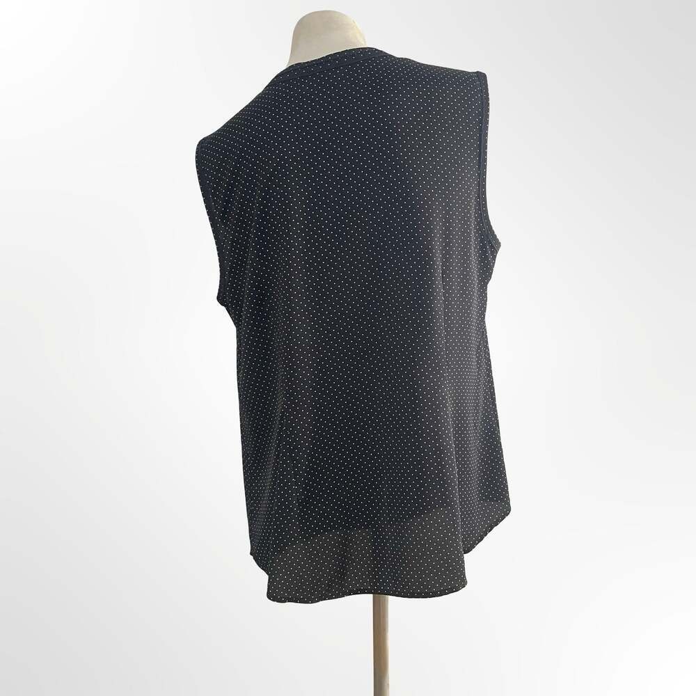 Ann Taylor Black Polka Dot Sleeveless V-Neck Blouse