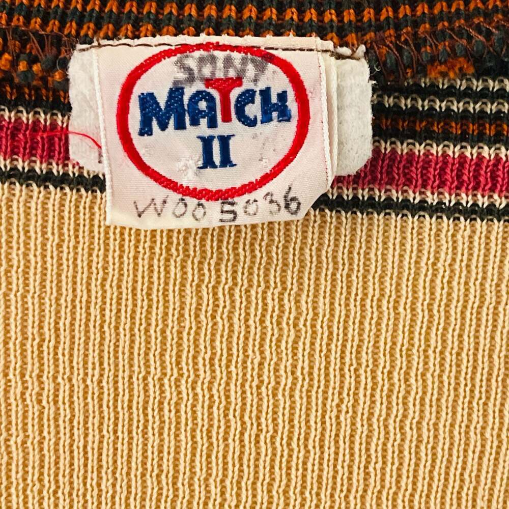 Vintage Match II 1970s Multi Stripe V-Neck Button Cardigan Sweater