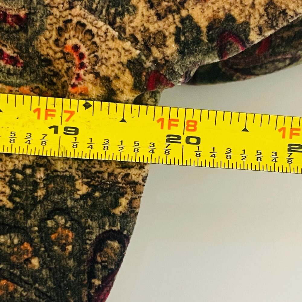 Vintage Floral Paisley Print Long Sleeve Button Down Shirt with Beaded Trim
