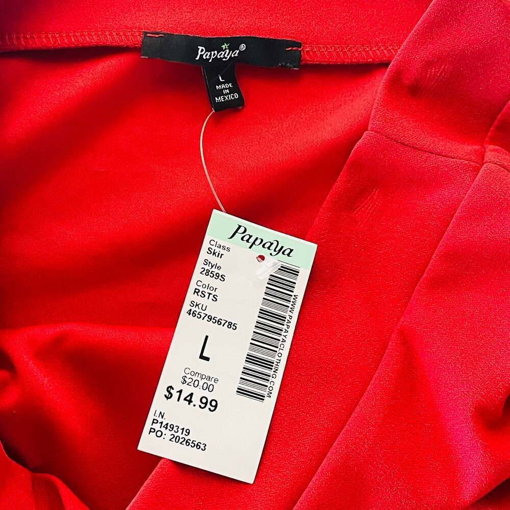 Papaya Red Ruched Asymmetric Mini Skirt