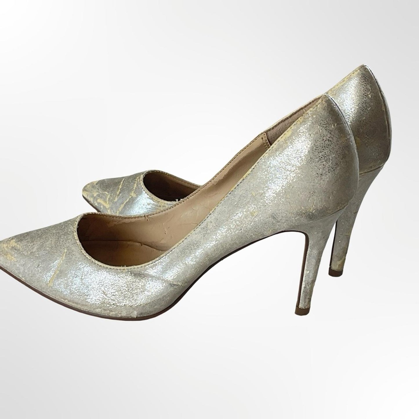 Rock & Republic Silver Metallic Pointed Toe Stilettos in 8.5