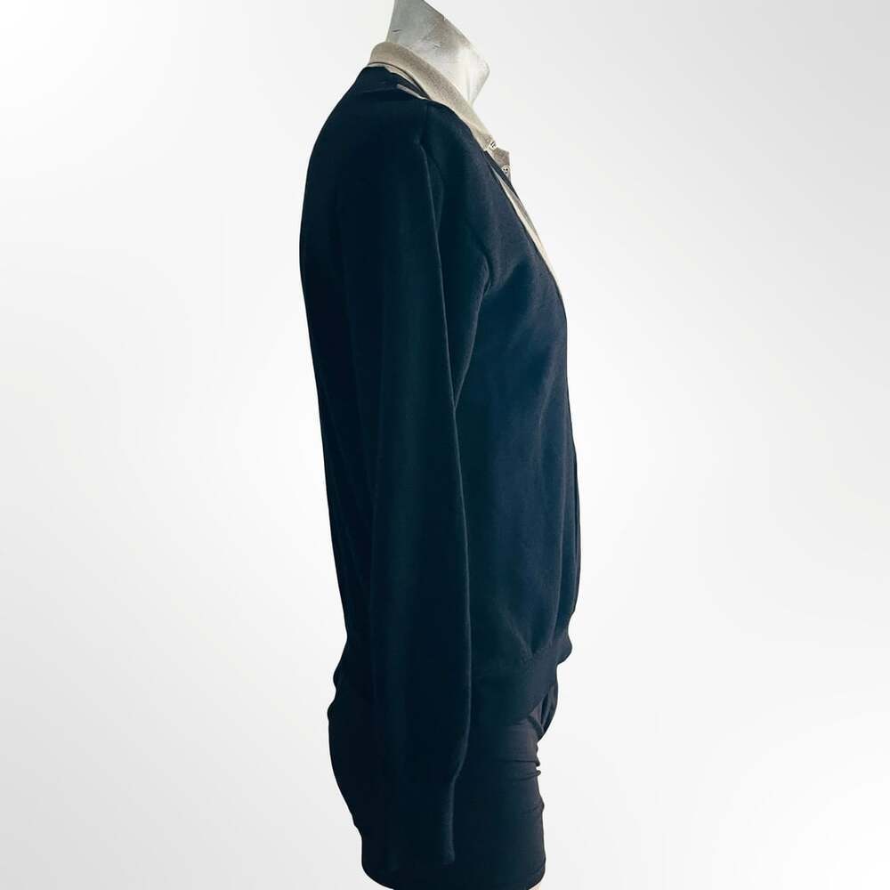 Leonardo Strassi Vintage Black V-Neck Layered Look Knit Sweater