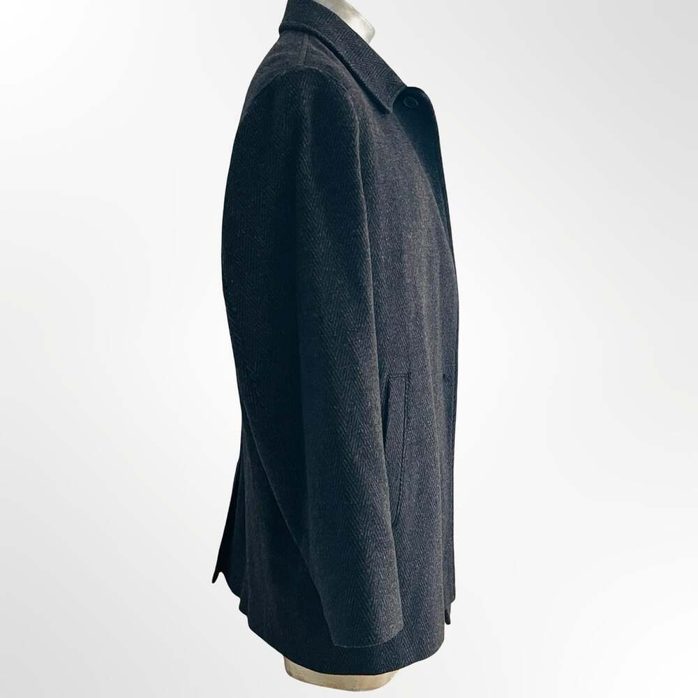 Perry Ellis Portfolio Men's Charcoal Grey Wool Blend Quilted Lined Car Coat XL