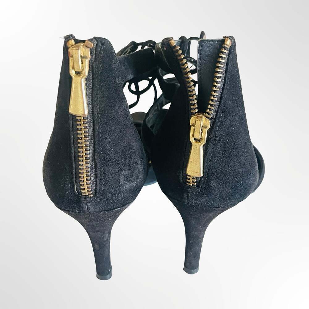 14th & Union Black Suede Lace-Up Stiletto Heels