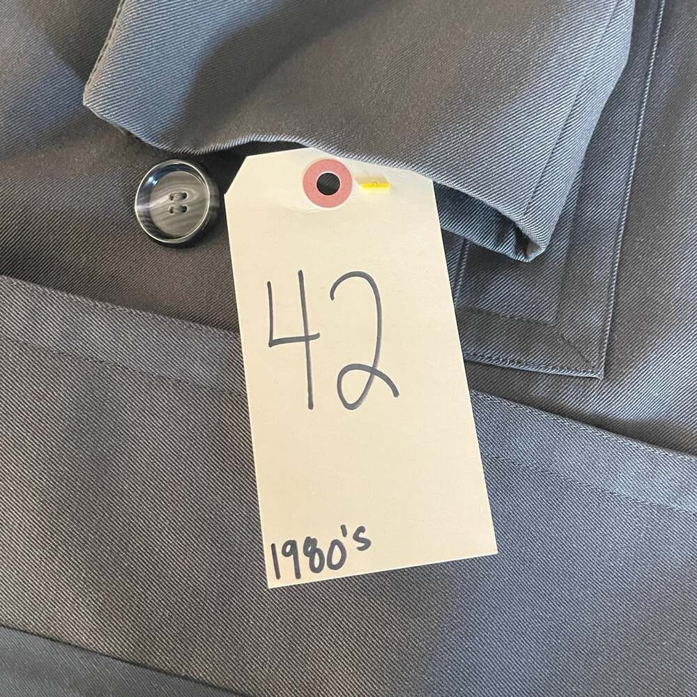 Vintage 1980s Men's Charcoal Grey Double-Breasted Long Dress Coat Size 42