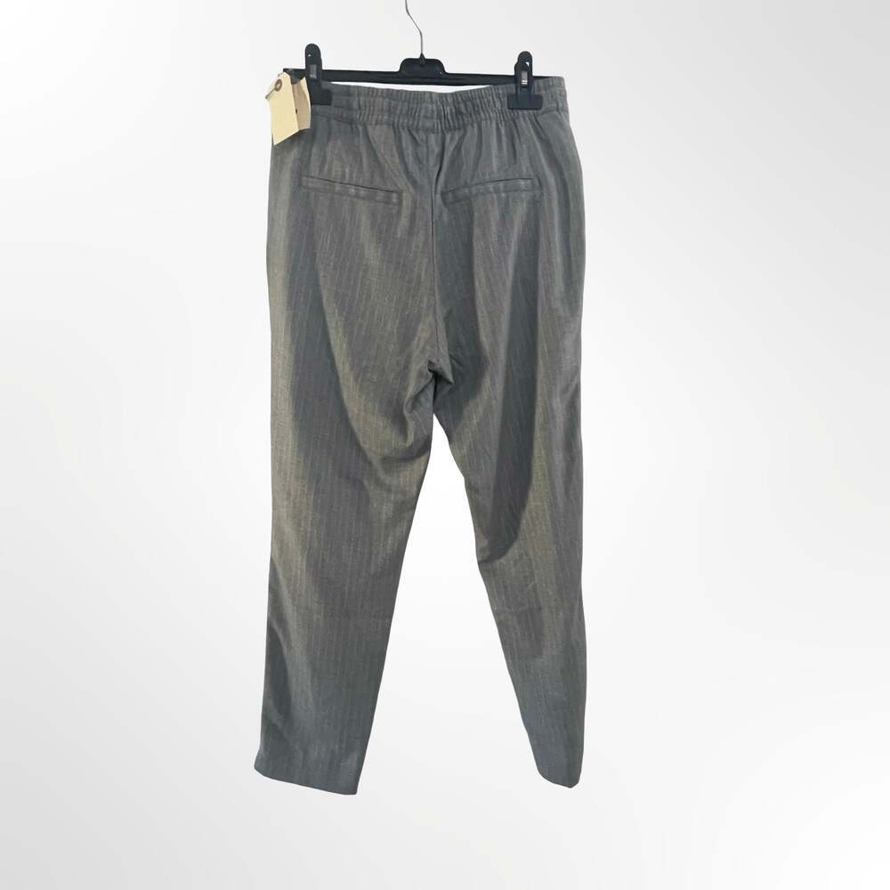 H&M L.O.G.G. Gray Pinstripe Elastic Waist Drawstring Casual Trousers