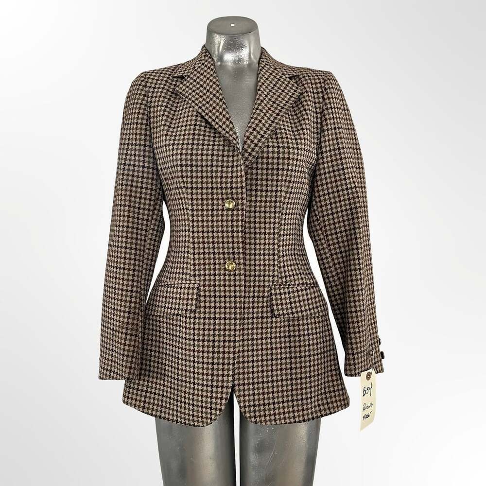 Lord Geoffrey English Riding Habits Brown Houndstooth Fitted Blazer