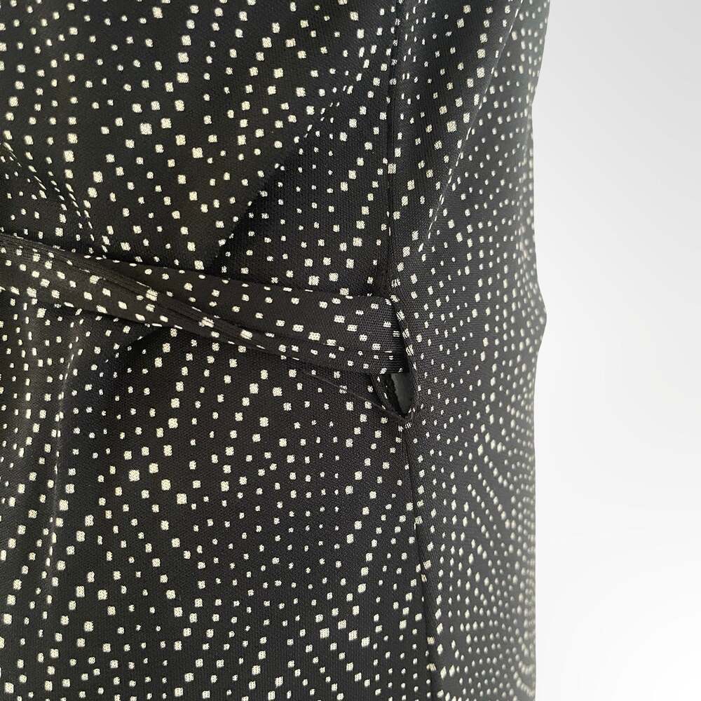 Banana Republic Black Metallic Dot Print V-Neck Midi Wrap Dress