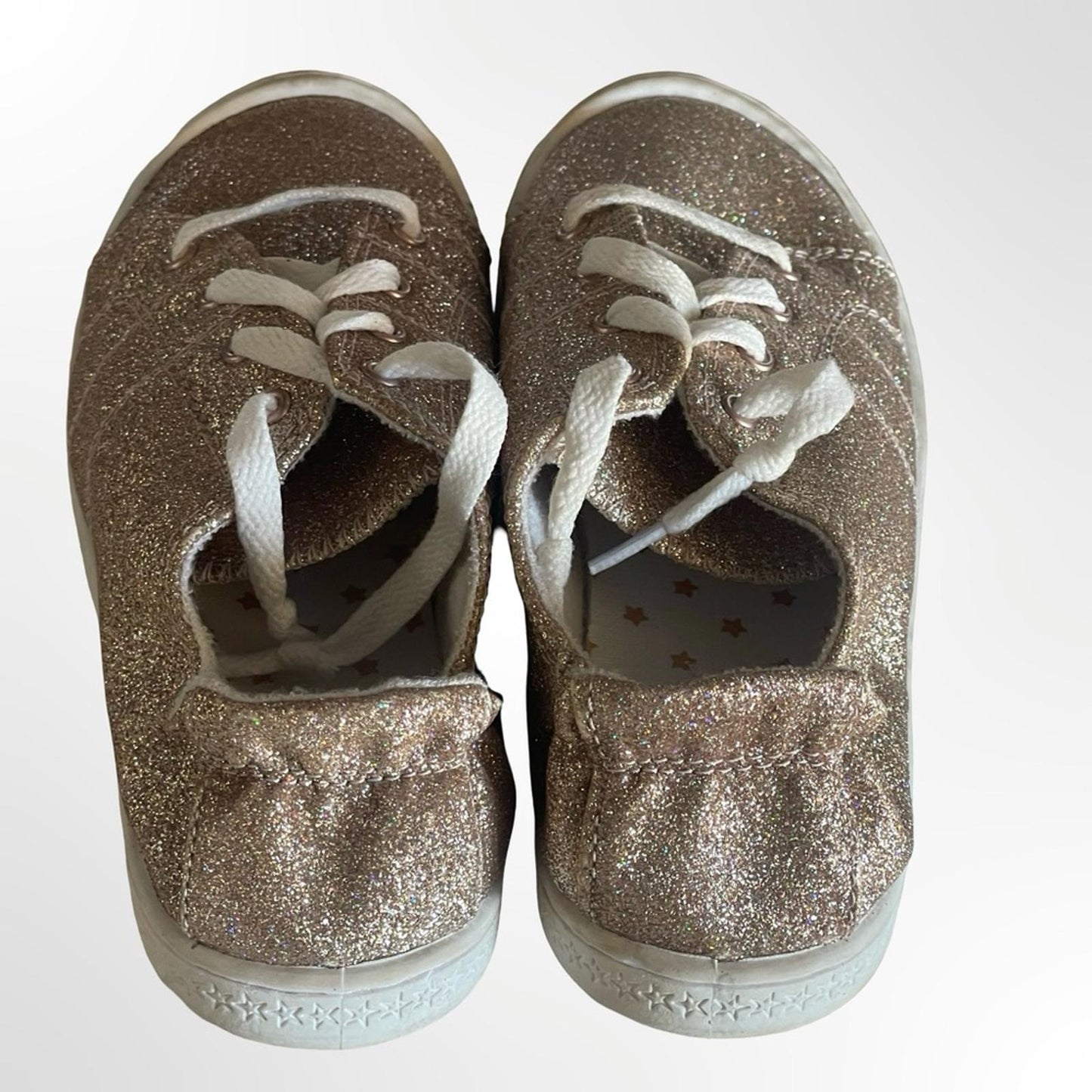 wonder nation Glitter Lace-Up Sneakers in Gold&White size 4