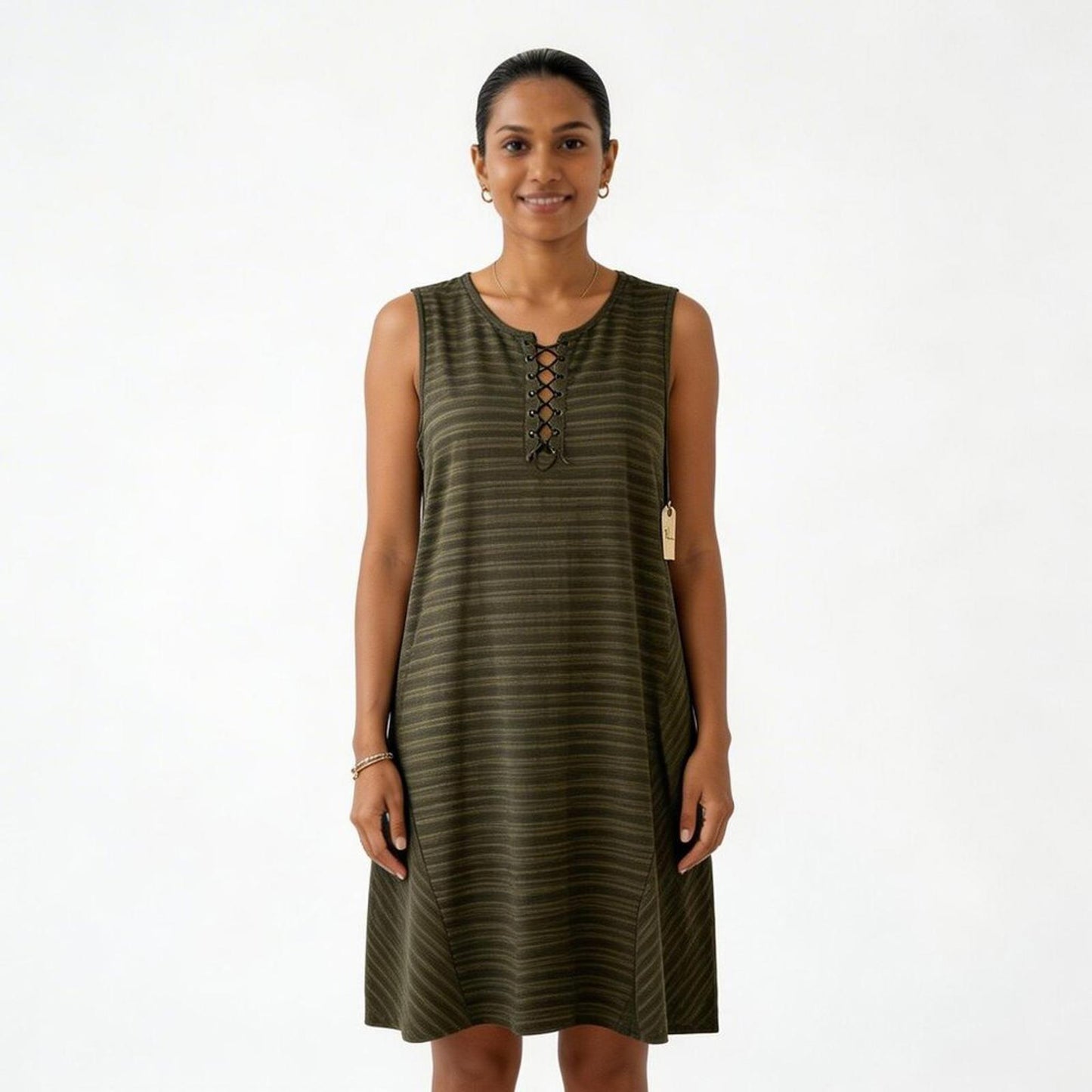 Liz Claiborne Olive Green Knit Top with V-Neck