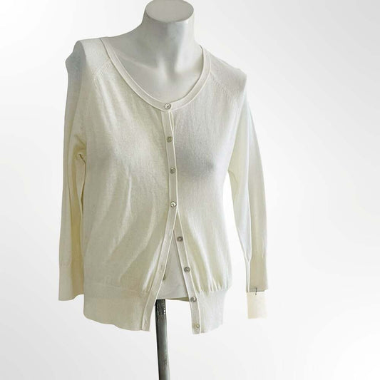 J.Crew Classic Ivory Button-Front Cardigan Sweater