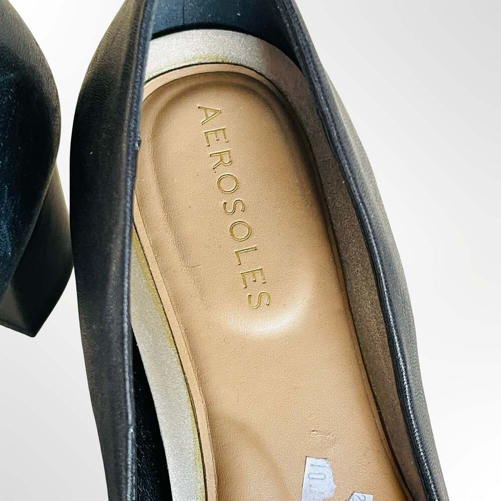 Aerosoles Eye Candy Black Leather Block Heel Pumps