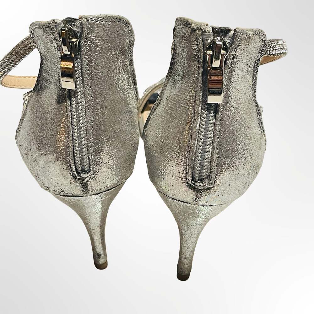 Maripé Ella Metallic Silver Glitter Strappy Stiletto Heel Sandals