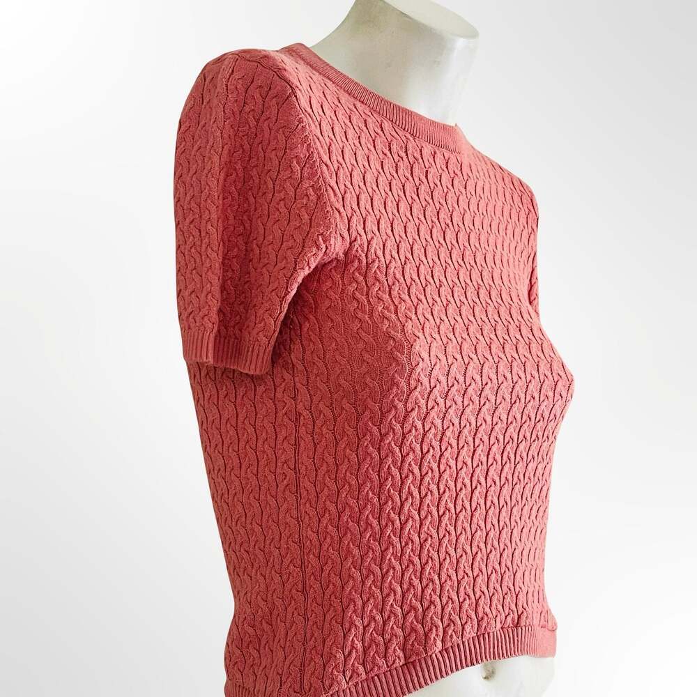Oodji Ultra Pink Cable Knit Short Sleeve Crewneck Sweater Size XS