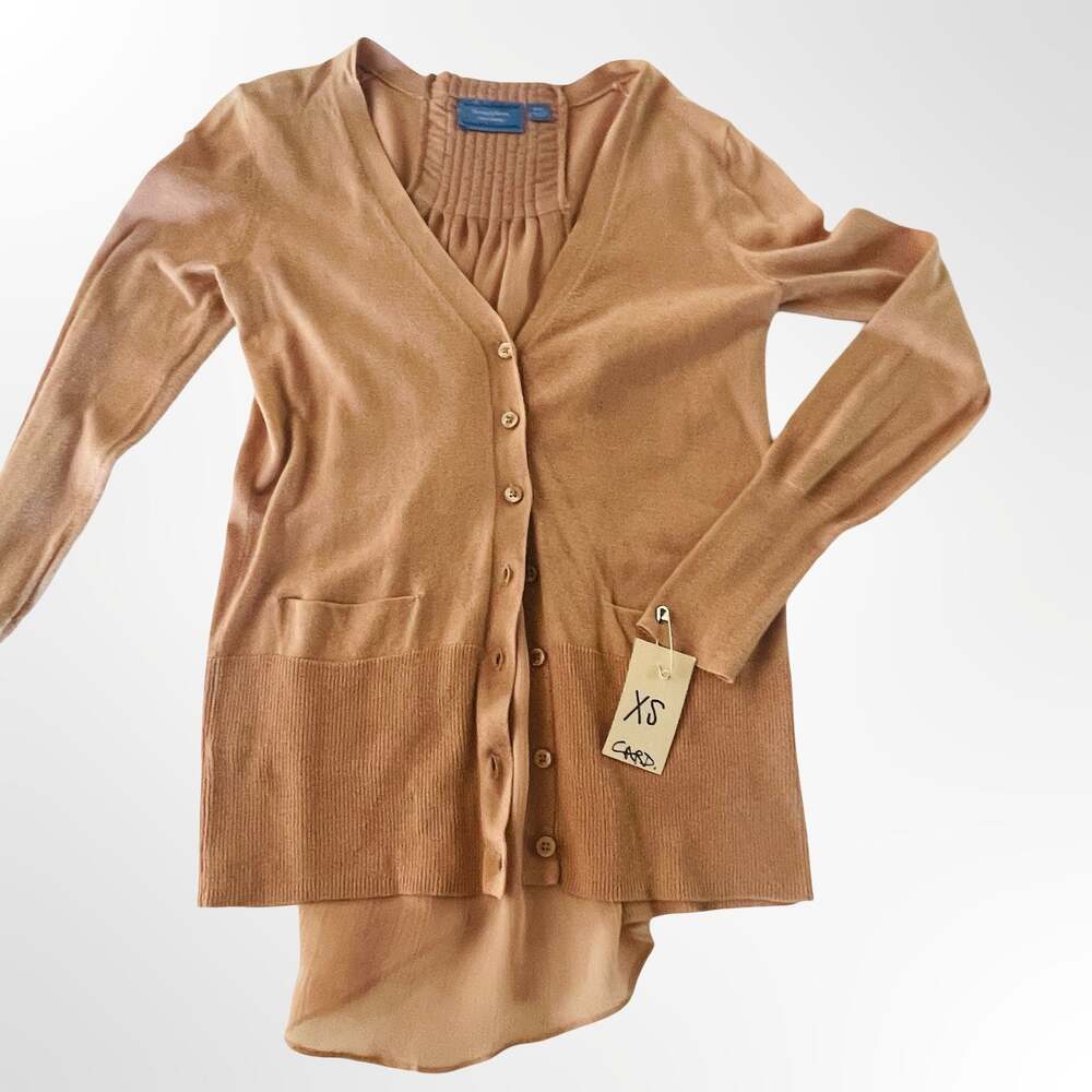 Vera Wang Light Weight High-Low Cotton Cardigan with Back Detail