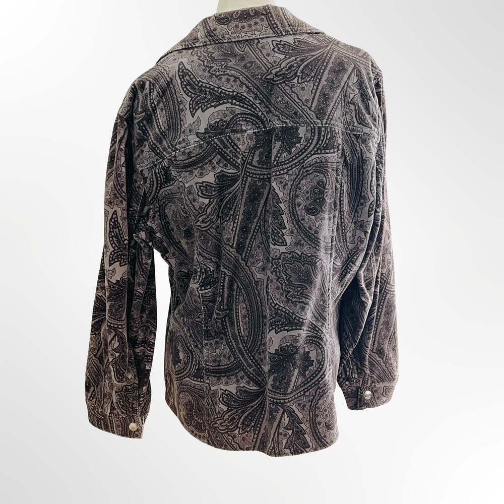 Jones New York Signature Full Zip Paisley Print Velvet Jacket