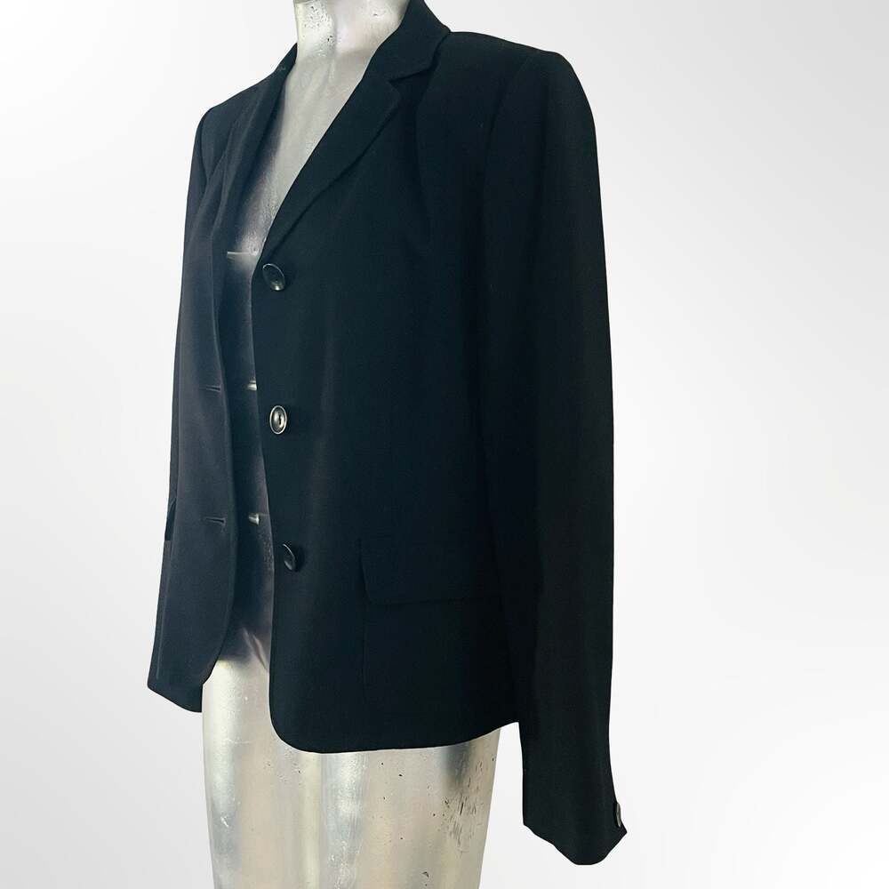 Talbots Women's Black 100% Wool Three-Button Blazer Size 12