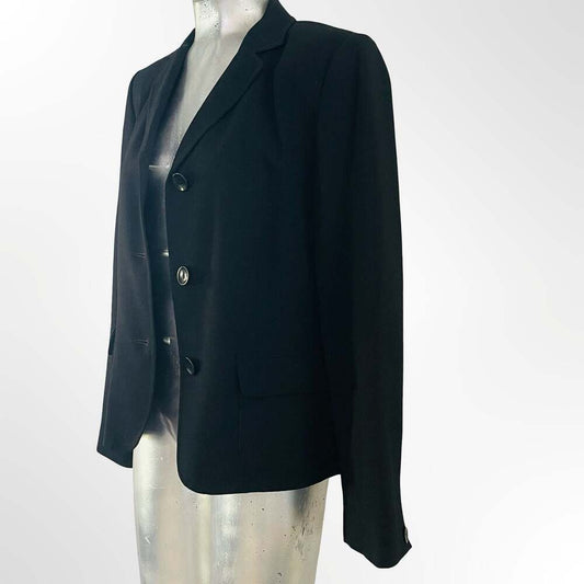Talbots Women's Black 100% Wool Three-Button Blazer Size 12