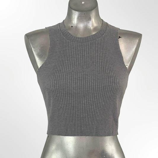 Topshop Gray Ribbed Cropped Tank in size 6