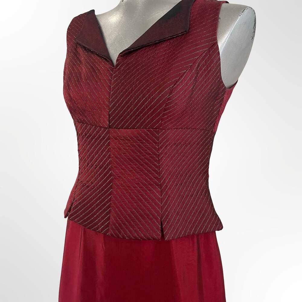JS Collections Red Beaded V-Neck Sleeveless Maxi Dress