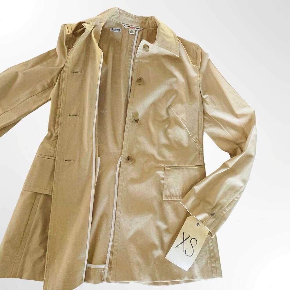 Banana Republic Womens Beige Button-Front Utility Rain Jacket