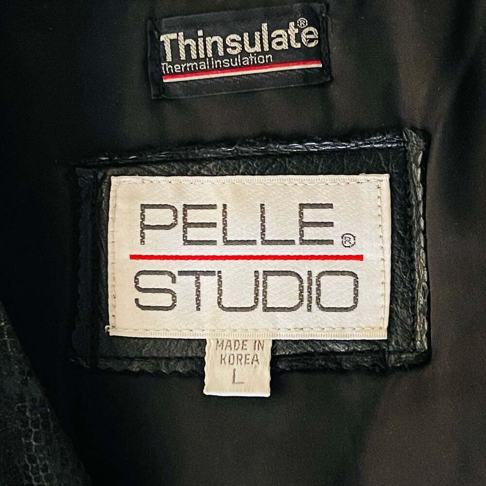 Pelle Studio Black Leather Long Trench Coat with Snakeskin Textured  Panels