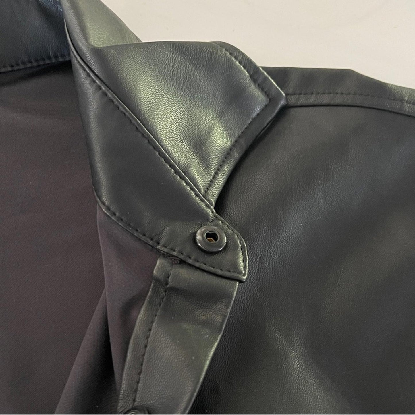 Medium Black Short Sleeve Button-Up Rubber like Shirt