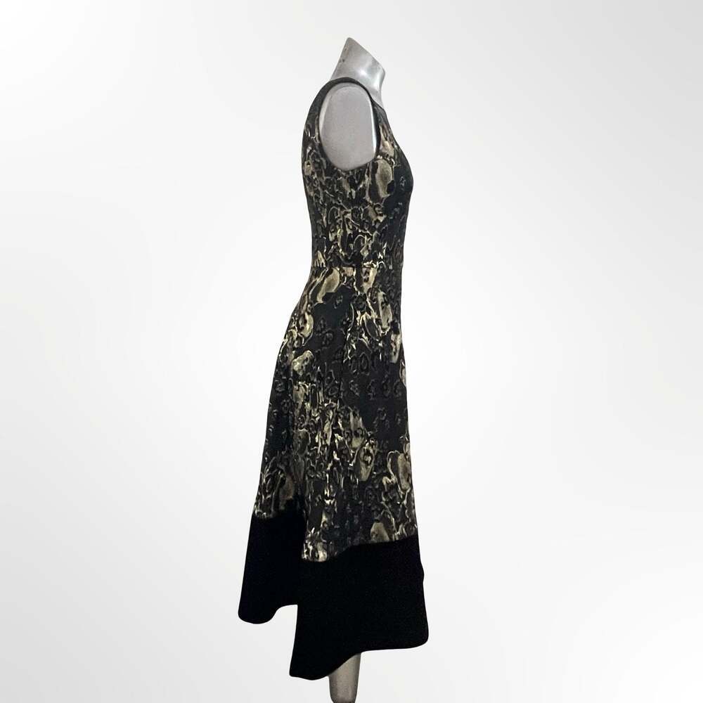 Theia Sleeveless Metallic Jacquard Floral Midi Dress
