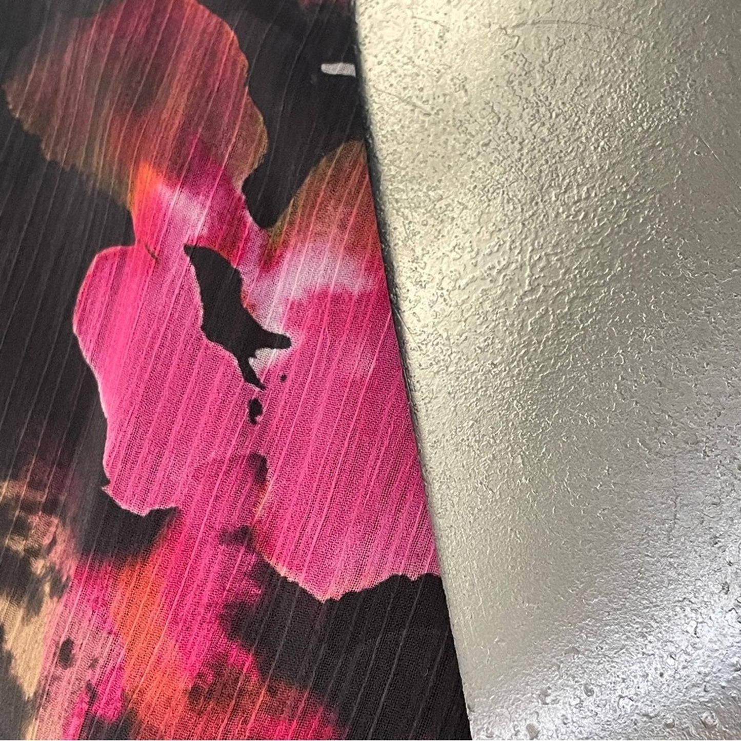 Bar III Black Blouse with Pink Floral Tie-Front