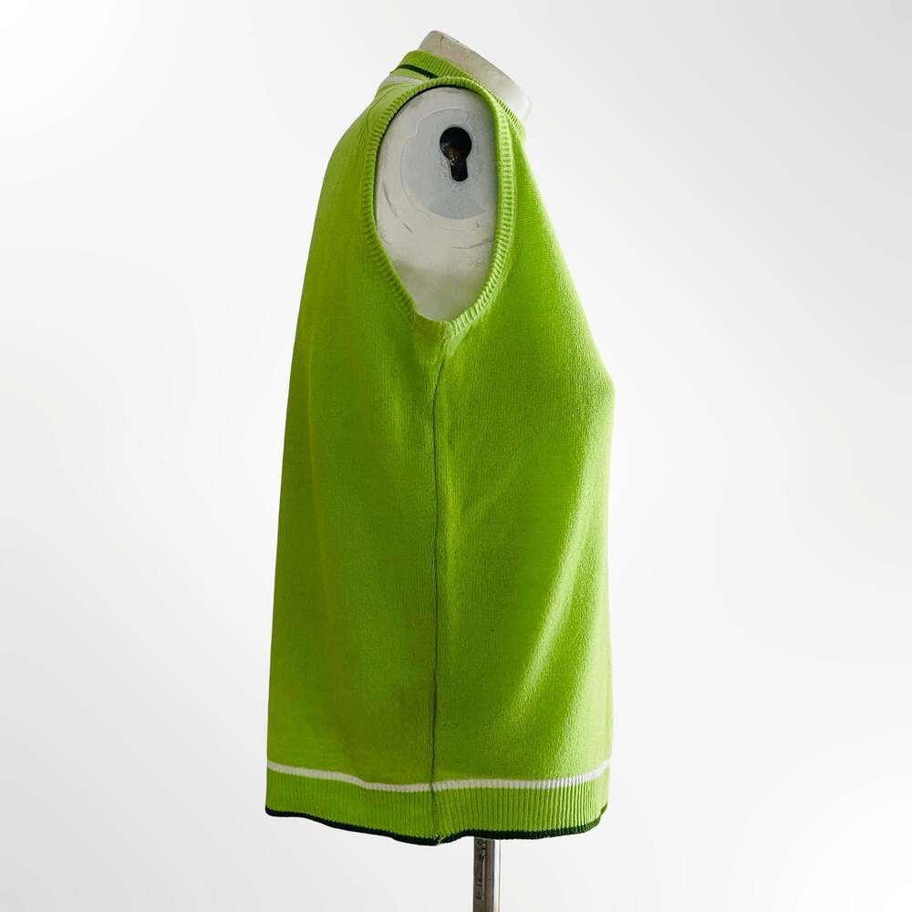 Vintage 1970s Hand Loomed Fully Fashioned Lime Green Mock Neck  Sweater