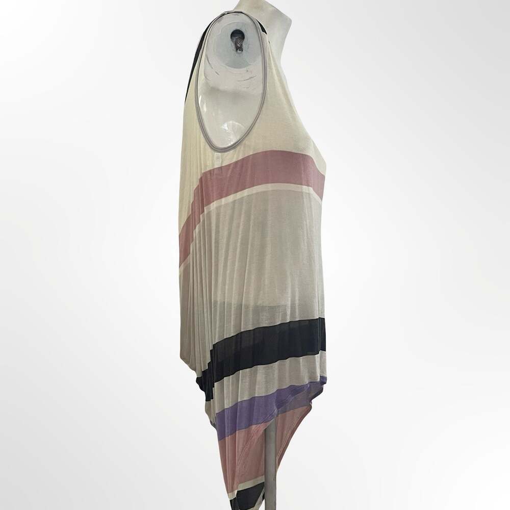 Whetherly Women's Striped Sleeveless Asymmetrical Draped Tank Top