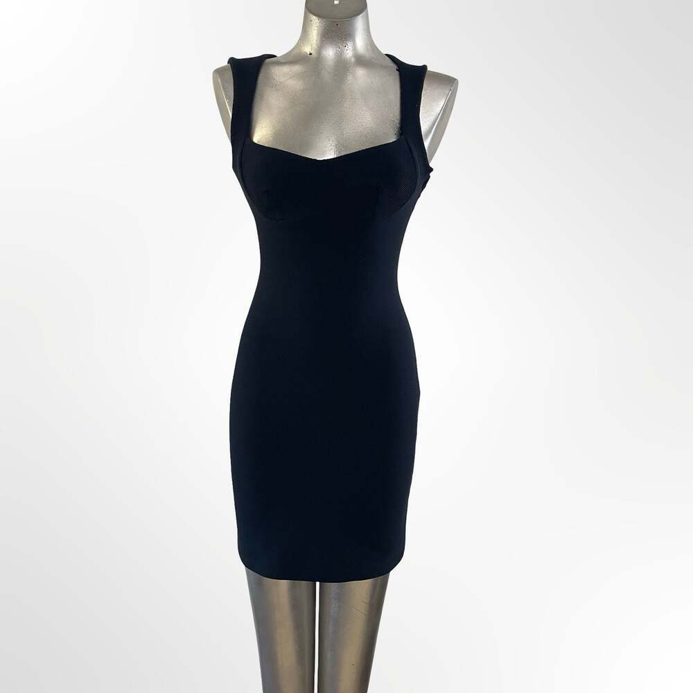 Opening Ceremony Black Ribbed Bodycon Mini Dress with Open Back