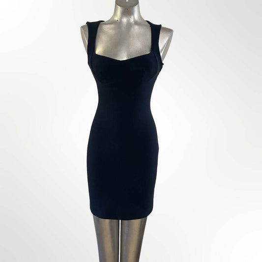 Opening Ceremony Black Ribbed Bodycon Mini Dress with Open Back