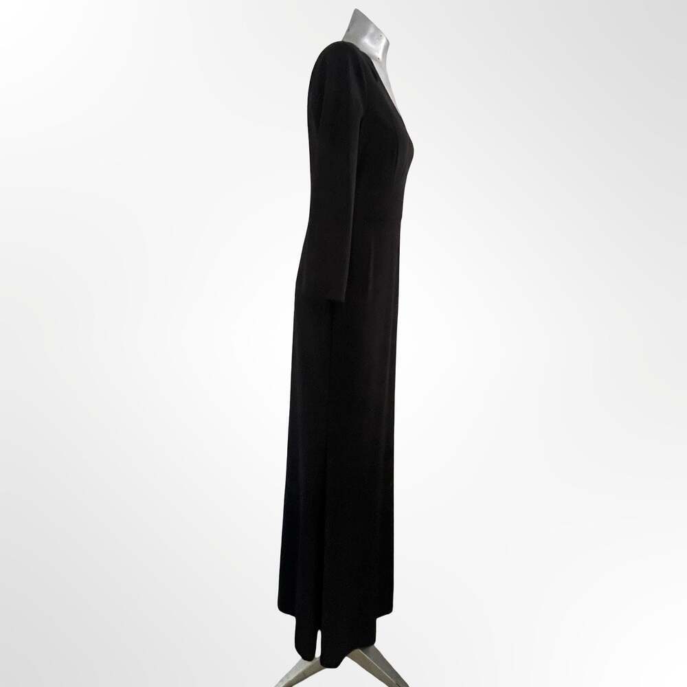 Calvin Klein Women's Black Long Sleeve V-Neck Formal Dress with Shoulder Cutouts