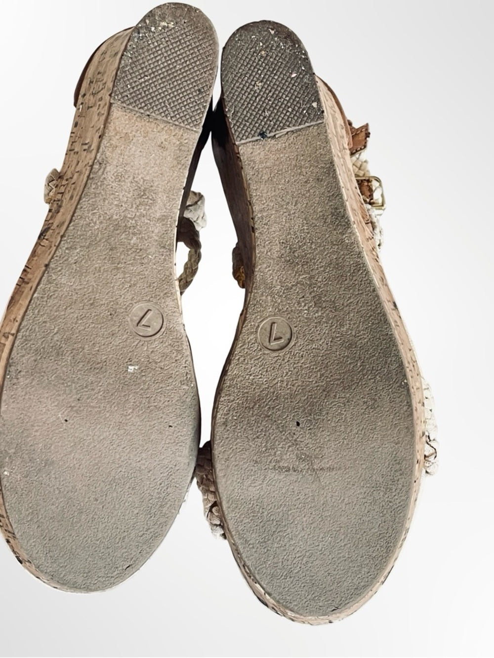 Mossimo Supply Co. Cream Braided Cork Wedge Sandals with Brown Heel