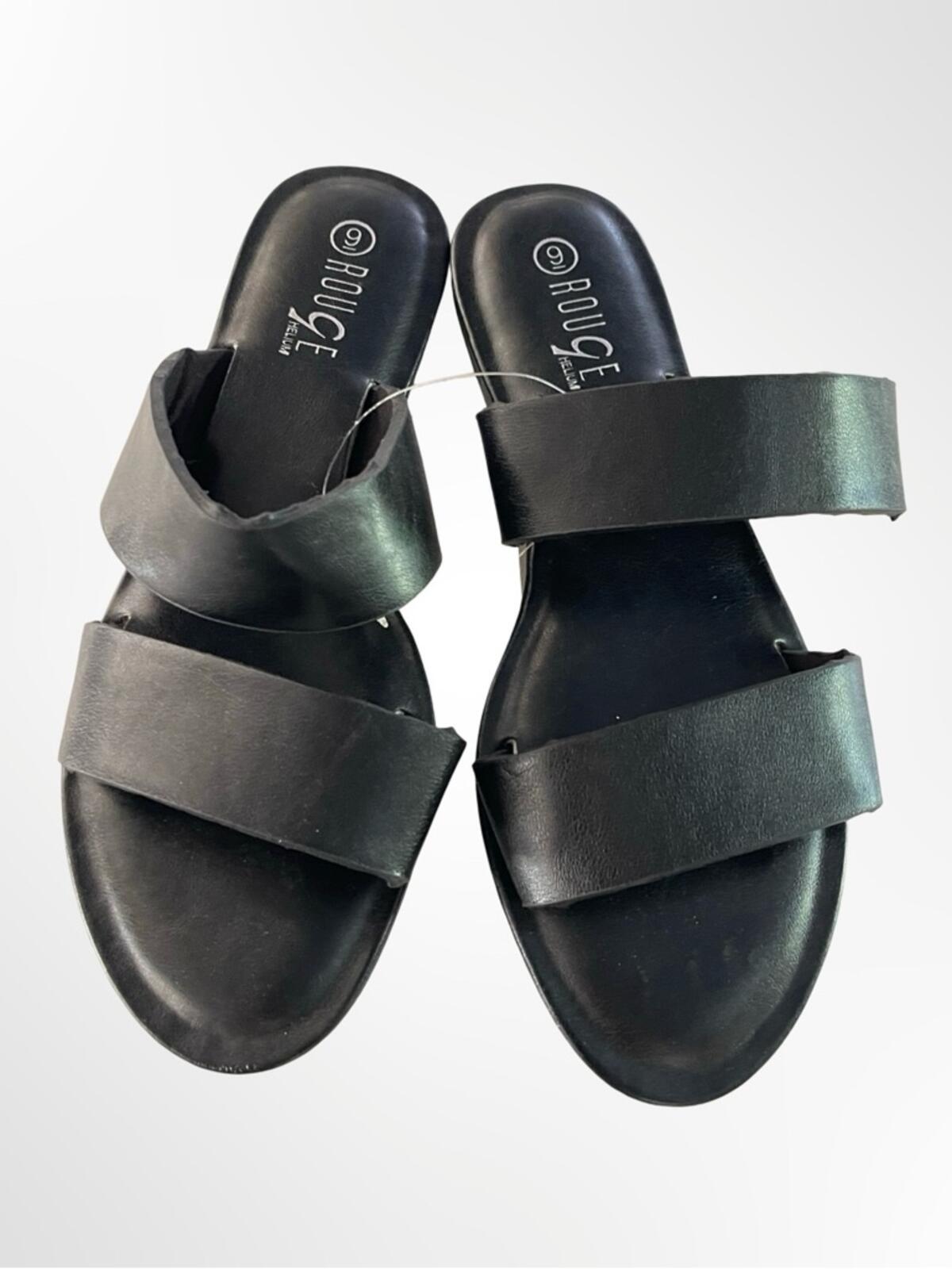 Rouge Helium Black Double Band Slide Sandals for Women NWT