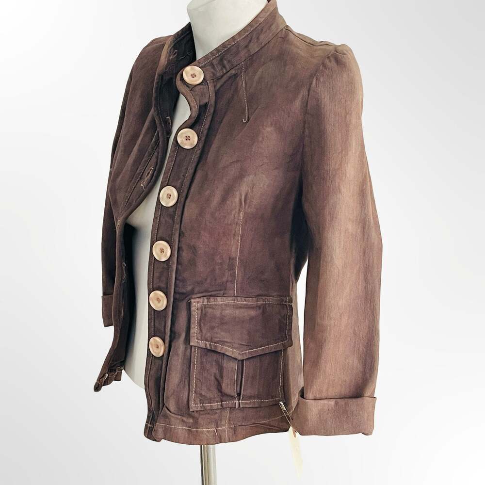 Picasso Style Jean PsJ Women's Brown Suede Military-Style Jacket XS
