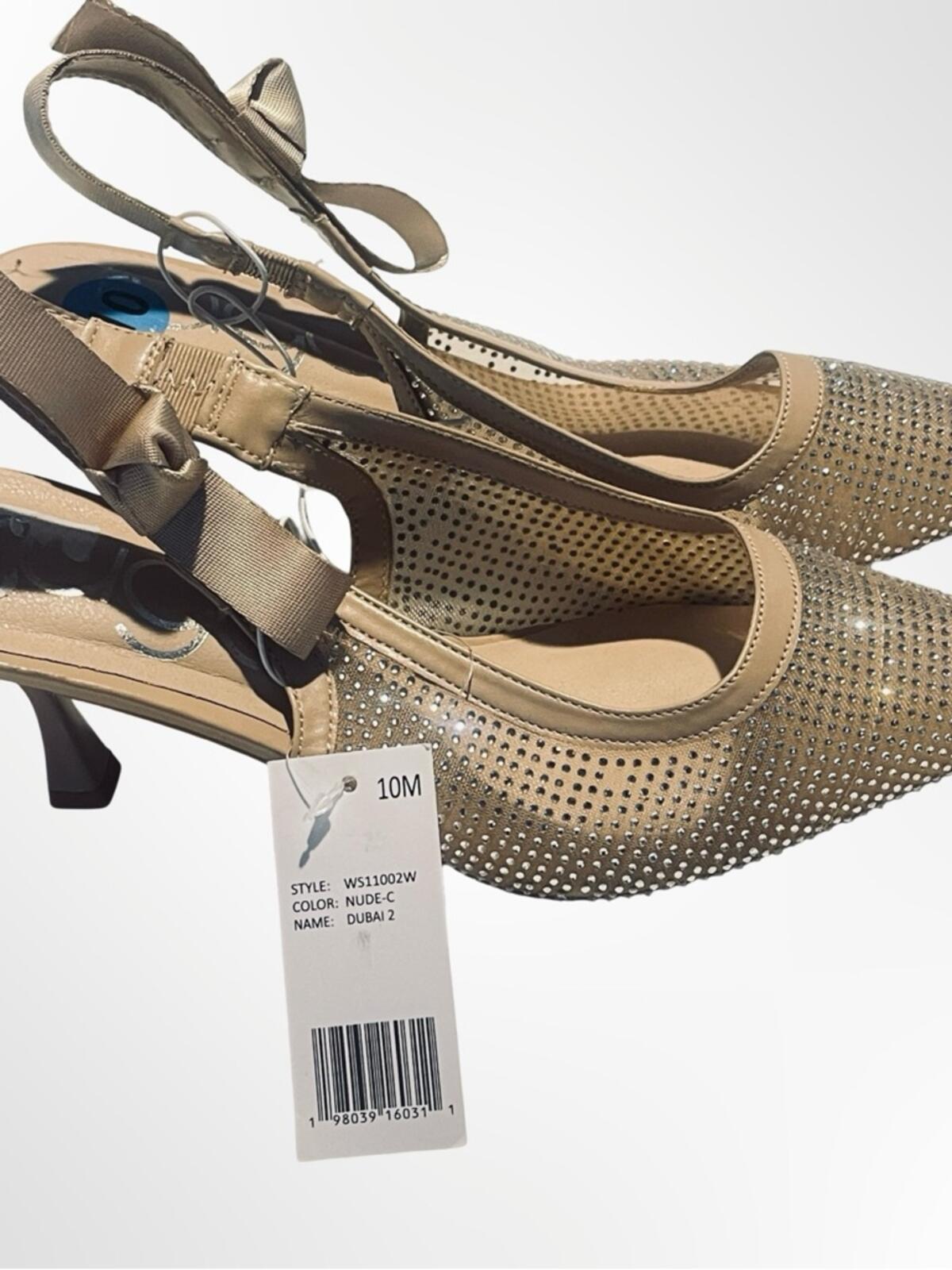 Sugar Dubai2 Beige Embellished Pointed-Toe Slingback Flats in size 10 NWT