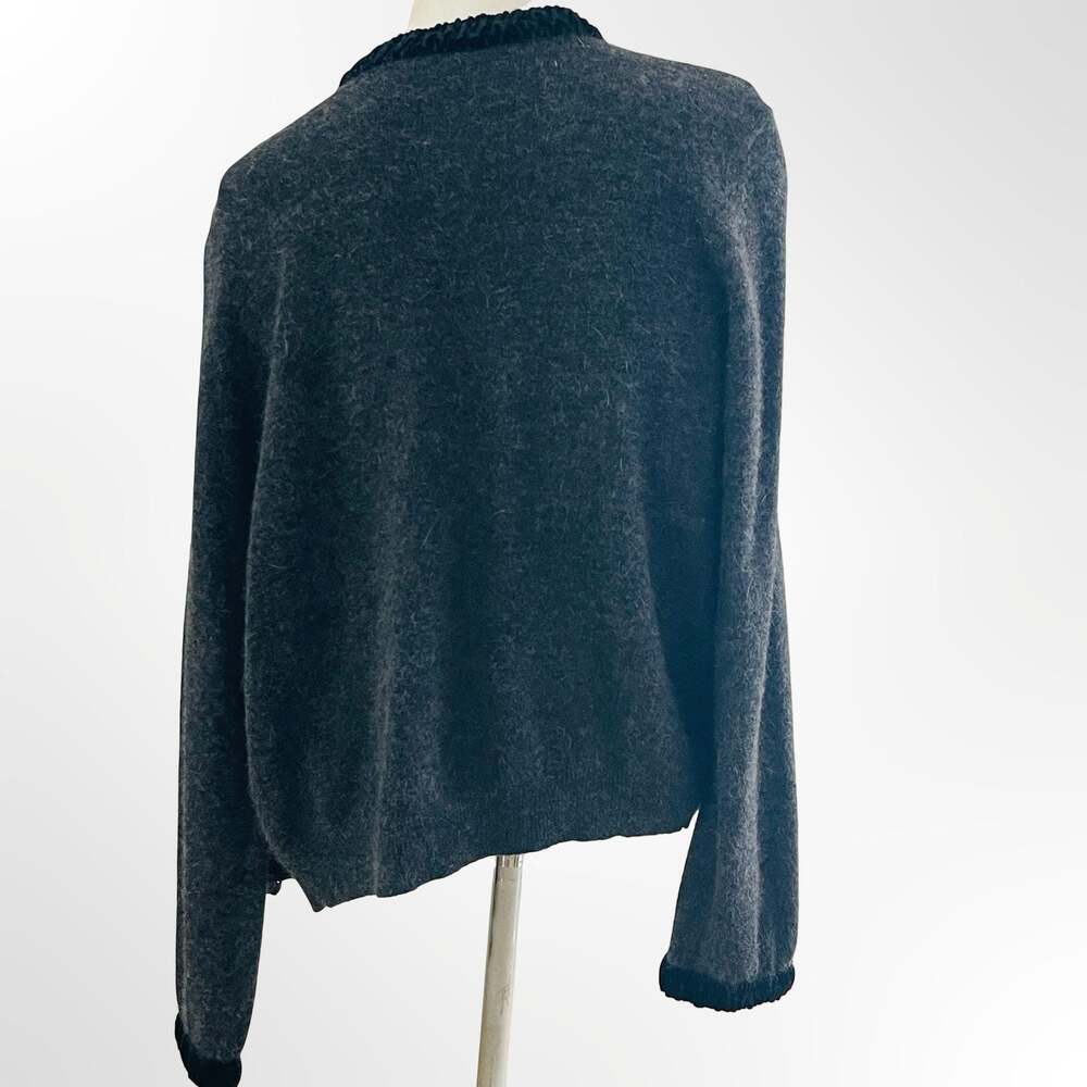 50's/60's Glentex Black Mohair Rosette Cardigan Sz S/M - ,