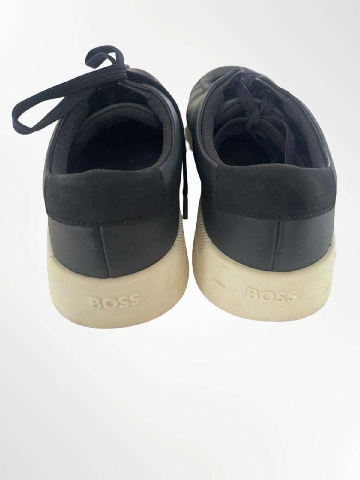 Boss dark navy Leather Low-Top Sneakers in size 9.5