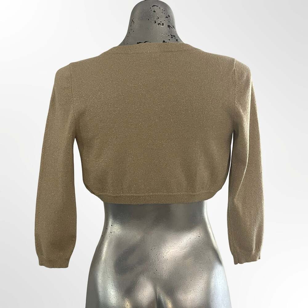 H&M Women's Metallic Gold Linen Blend Bolero Shrug, Size S