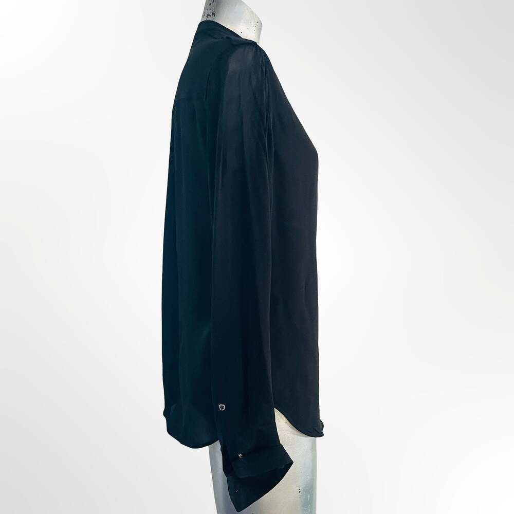 Belstaff Women's Black Silk Long Sleeve Blouse with Brass Stud Embellishments