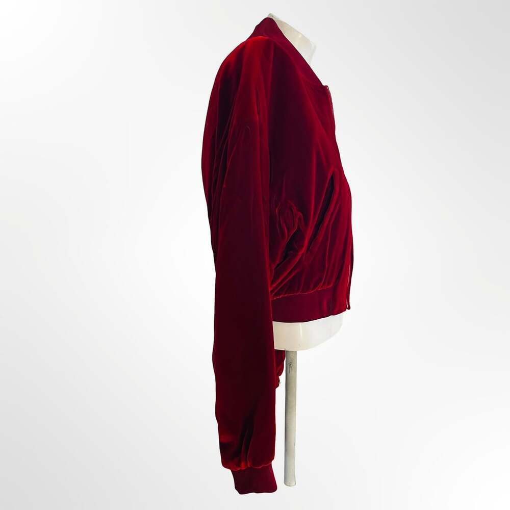 Vintage Calvin Klein Red Velvet Cropped Bomber Jacket