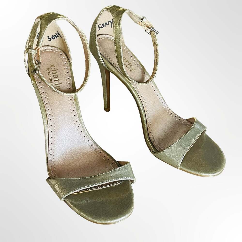 Charles by Charles David Gold Glitter Ankle Strap Stiletto Sandals