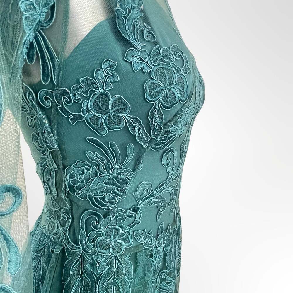 Zuhair Murad Long Sleeve Embroidered Tulle Evening Gown