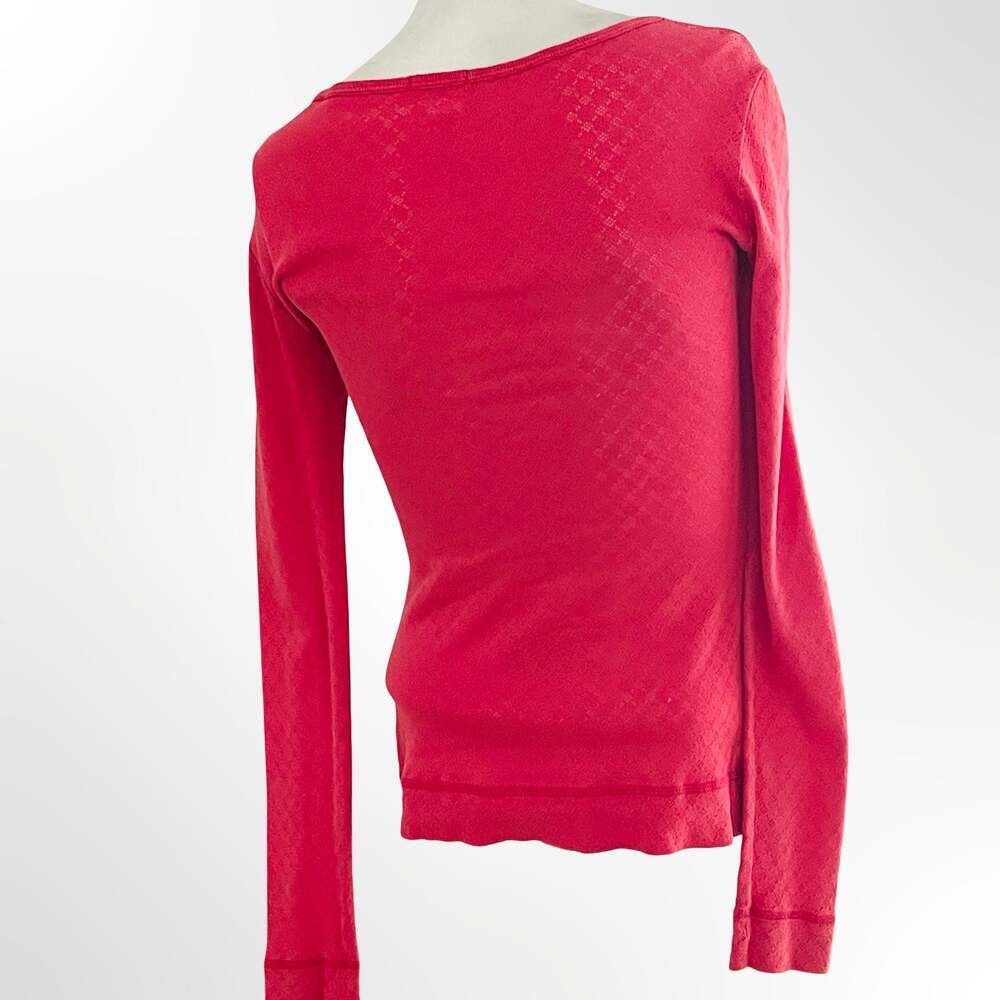 Zooey Coral Pink Textured Long Sleeve Boatneck Top