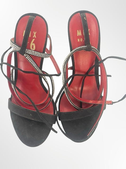 Mix No. 6 Strappy Heel Sandals with Rhinestone Detail size 7